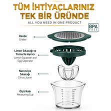Aşkana Çok Amaçlı Narenciye Sıkacağı Rendeli Ölçü Kaplı | Limon Sıkacağı, Portakal Sıkacağı, Yumurta Ayırıcı, Rende ve Ölçü Kabı Bir Arada | Bpa Free