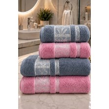 Mela Home Bambu 4'lü Banyo Havlu Seti Hamam Takımı- El ve Yüz Havlusu- Çeyiz - Hediyelik 100% Pamuk