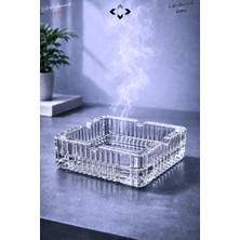 Liground Kristal Kare Cam Küllük | Premium Ağır Cam | Şık & Modern Masaüstü Küllük 10 cm