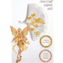Hobi Dünyası Evim Armcuff Yapım Seti Stella Flora Serisi Inci Detaylı Arm Cuff 25 Adet Boncuk 2 mm ve 0.30 mm Gold Tel Kol Bilekliği