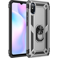 sbodurhome Xiaomi Redmi 9A Kılıf Sofya Yüzüklü Silikon Kapak - Gümüş