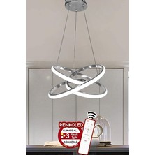 UltraMint 3 Renk Işıklı Modern Sarkıt LED Avize, Krom Kasa, Çok Yönlü Aydınlatma