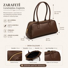 Elan Collection Kadın Çanta Uzun Saplı Baget El ve Omuz Çantası Acı Kahverengi
