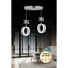 UltraMint Renkli Kristal Taşlı Gümüş Ledli Mozaik Model 2'li Avize