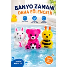MİNGODAN Banyo Oyuncağı 3'lü Set Suda Yüzen Vinil Ses Çıkaran Kedi Ayıcık Arı Banyo Oyuncağı Sevimli Hayvan Figürler (3 Adet)