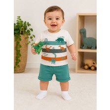 Tuem Baby Dinozor Desenli Kısa Kollu Tişört ve Şortlu Erkek Bebek Takım( Ölçüleri Açıklamada)