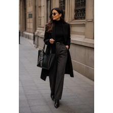 Vulapari Siyah Kontes Model Kadın El ve Omuz Çantası