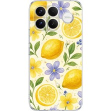 TechTree Poco F8 Ultra Uyumlu Sulu Boya Limon ve Çiçek Desenli Baskılı Silikon Kılıf