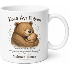 Tupya Gift Koca Ayı Baba Yazılı Sevimli Kupa Bardak Babalar Günü Hediyesi