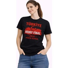 Moda Loris Türkiye Baskılı Tişört Ay Yıldız 2026 Dünya Kupası Taraftar Forma T-Shirt - Siyah