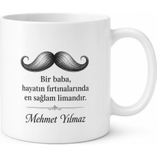 Tupya Gift Baba Bıyığı Temalı Özel Tasarım Kupa Bardak Babalar Günü Hediye