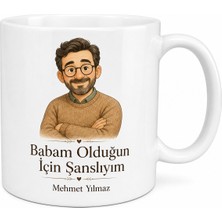 Tupya Gift Gözlüklü Baba Tasarımlı Sevimli Kupa Bardak Babalar Günü Hediye