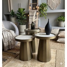 Shade Design Vetra Calcalıo Bronz Eskitme Seramik Zigon Sehpa 3’lü Set – Ultra Mdf Modern Yan Sehpa