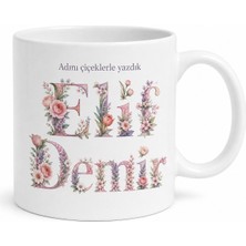 Tupya Gift Çiçekli Harf Baskılı Kişiye Özel Kupa Bardak Hediye Özel Tasarım Mug