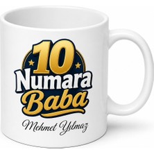 Tupya Gift 10 Numara Baba Yazılı Eğlenceli Kupa Bardak Babalar Günü Hediyesi