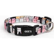 Gee's Premium Klipsli ve Renki Desenli Meow Mood Köpek Boyun Tasması