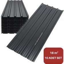 MM DEMİR MARKET mm Demir Market Galvanizli Trapez Çatı Kaplama Sacı – 2 Metre (10 Adet-Su Geçirmez ve Paslanmaz Metal Sac)-Antrasir