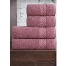 Mela Home Petek 4'lü Banyo Havlu Seti Hamam Takımı- El ve Yüz Havlusu- Çeyiz - Hediyelik 100% Pamuk