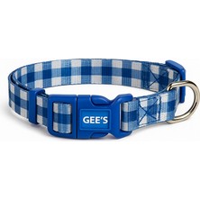 Gee's Premium Klipsli ve Renki Desenli Blue Check Köpek Boyun Tasması