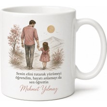 Tupya Gift Babalar Günü Baba Kız Temalı Kupa Bardak Özel Hediye Porselen