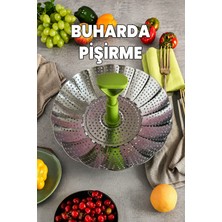 Destpak El Yakmaz Buharda Pişirme Aparatı - Süzgeç - Ayaklı Katlanır Yer Kaplamaz - Haşlama - Kaliteli Paslanmaz Çelik