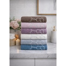 Mela Home Taş Desenli 50*90 cm 6'lı El ve Yüz Havlu Seti- Çeyizlik- Hediyelik - Mutfak %100 Pamuklu