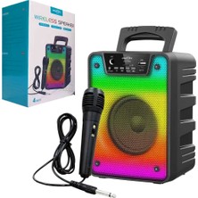 Greatnice Bluetooth Hoparlör Mikrofonlu Rgb Işıklı Şarjlı Taşınabilir Speaker 4 Inç