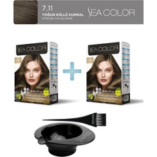 Sea Color 2'li Paket Set Saç Boyası 7.11 Yoğun Küllü Kumral, Boya Tası ve Fırça Hediye!