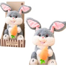 Halley Oyuncak Peluş Havuçlu Tavşan Müzikli Hareketli Oyuncak 28 cm