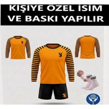 Taha spor Özel Isim Yazılır Kaleci Çocuk Futbol Forması Takımı Turuncu Uzun Kol Sünger Destekli Çorap Hediyeli