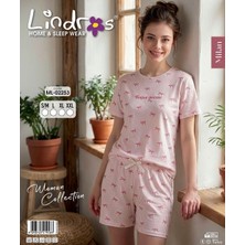 Lindros Kısa Kollu Şortlu Kadın Pijama Takım(Milan Kumaş,esnek-Pamuklu)