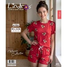 Lindros Kısa Kollu Şortlu Kadın Pijama Takım(Milan Kumaş,esnek-Pamuklu)
