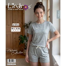 Lindros Kısa Kollu Şortlu Kadın Pijama Takım(Milan Kumaş,esnek-Pamuklu)