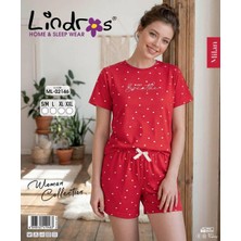 Lindros Kısa Kollu Şortlu Kadın Pijama Takım(Milan Kumaş,esnek-Pamuklu)
