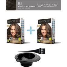 Sea Color 2'li Paket Set Saç 6.1 Küllü Koyu Kumral, Boya Tası ve Fırça Hediye!