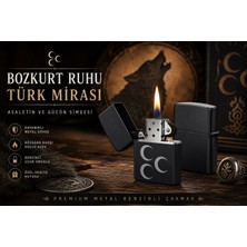 Home Dekor Hediye Asaletin Gücün Simgesi Bozkurt Ruhu Türk Mirası üç Hilal Desenli Benzinli Metal Çakmak Dolu Gönderim