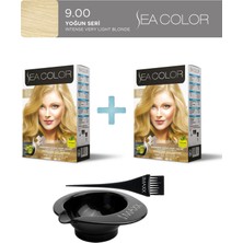 Sea Color 2'li Paket Set Saç Boyası 9.00 Yoğun Sarı, , Boya Tası ve Fırça Hediye!