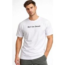 Zenvia Erkek Wafıl Kumaş Tişört Regular Kalıp Bisiklet Yaka Baskılı T-Shirt - Beyaz