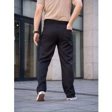 Zenvia Erkek Keten Cepli Çıma Dikişli Jogger Buggy Pantalon Rahat Kalıp - Siyah