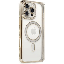 Zenvia Apple Iphone 16 Pro Kılıf Joke Simli Magneticsafe Kılıf - Gold