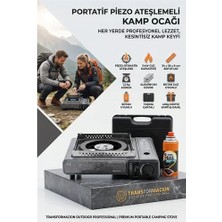 Zenvia Çantalı Gri Portatif Kamp Ocağı + 1 x Kartuş  Piknik Ocağı Otomatik Ateşlemeli 723181
