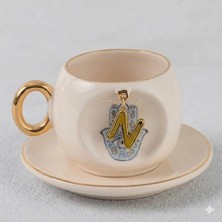 BSK Ceramics Handmade Hamse Harfli Kahve Fincanı N Harfi