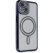 Zenvia Apple Iphone 13 Kılıf Joke Simli Magneticsafe Kılıf - Lacivert