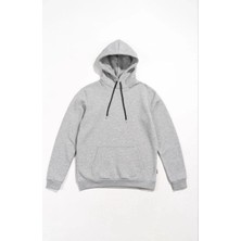 Zenvia Kadın Kapüşonlu Kanguru Cepli 3 Iplik Pamuklu Oversize Hoodie Sweatshirt -  Gri
