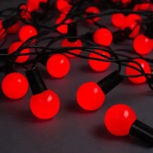 Zenvia 5m 28 LED Mini Top Işık Kırmızı - Fişli, Siyah Kablo