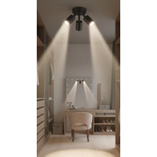 UltraMint 3’lü GU10 Siyah Metal Tavan Spotlar, Hareketli Başlık, LED Tasarruflu