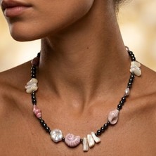 THEIA GemWorks Peonia - Barok Inci, Sedef ve Hematit Detaylı El Yapımı Kolye