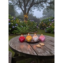 AY IŞIĞI MUMLARI Kalp Şekilli 4'lü Hediyelik Dekoratif Hoş Kokulu Parafin Wax Mum (Kırmızı + Sarı + Beyaz + Pembe Renkli)