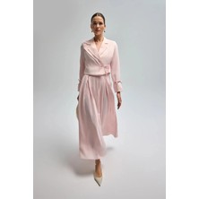 Miraydin Butik Kadın Yaka Detaylı Şık Ceket ve Etek Takım Pembe - 41337