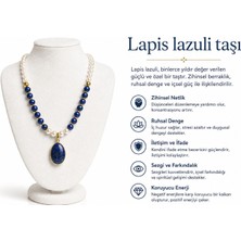 Solare Accessories Lapis Lazuli Doğal Taş & Cam Inci Tasarım Kolye